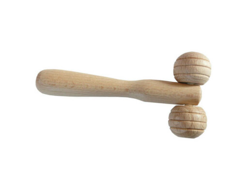 Massaggiatore piccolo in legno di faggio a due ruote